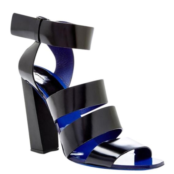 Proenza Schouler Shoes - Proenza Schouler Black Blue Patent Leather Strappy Heels Sandals